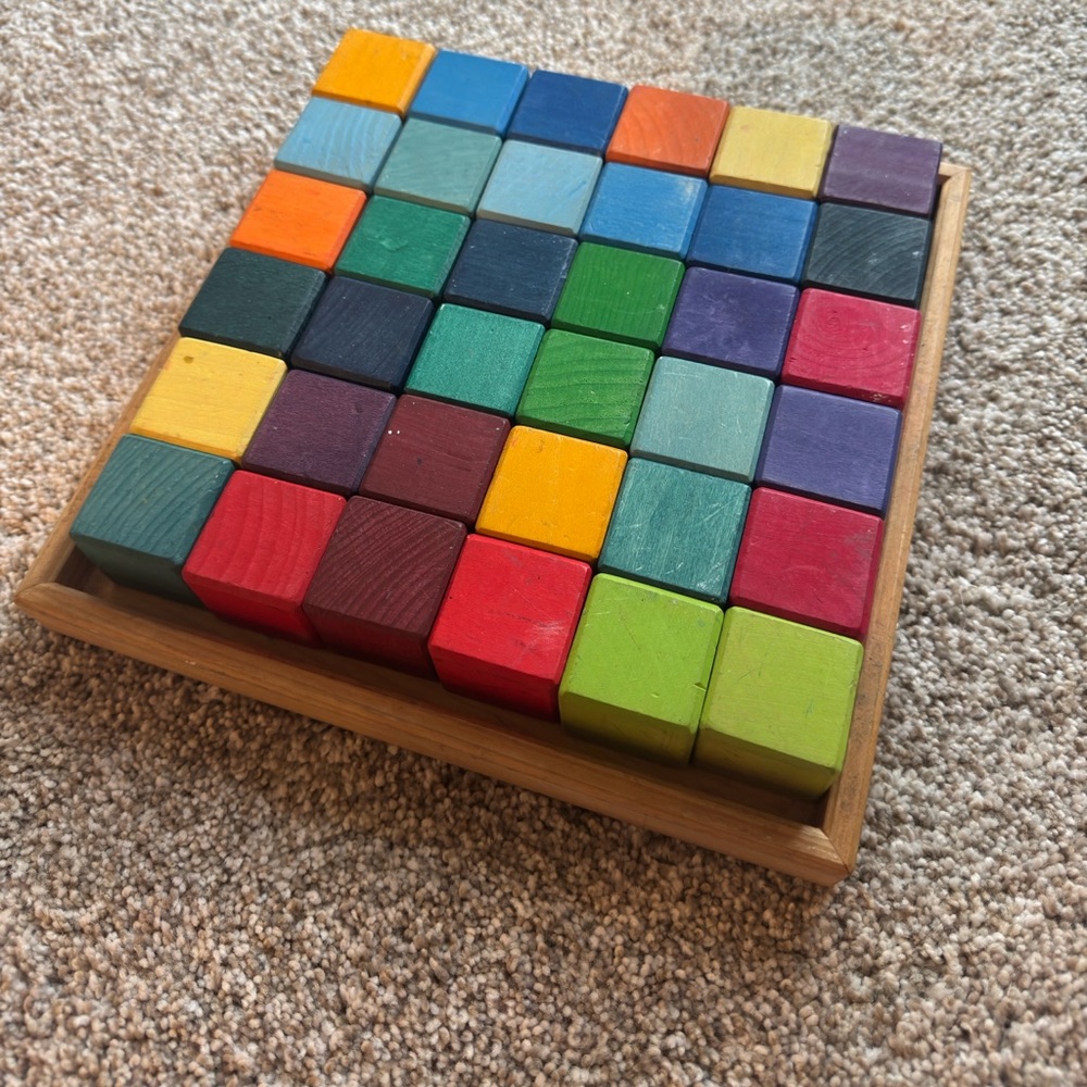 Grimms 36pc Mosaic Blocks Montessori Wooden Toys Set with Tray